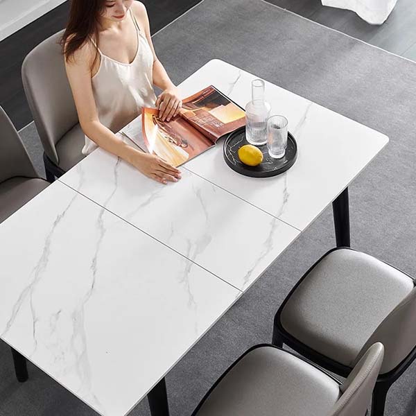 bàn ăn kéo dài mặt đá nhập khẩu