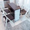 bộ bàn ghế ăn thông minh gấp gọn 4 ghế màu trắng nâu thiết kế hiện cho chung cư căn hộ nhỉ