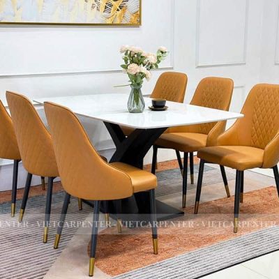 bàn ghế ăn mặt đá hiện đại kích thước dài 1m6 giá dưới 10 triệu