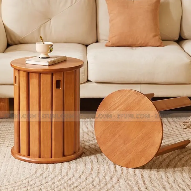Ghế đôn tròn gỗ đa năng vừa làm ghế ăn vừa làm bàn trà sofa cho nhà muốn tiết kiệm diện tích